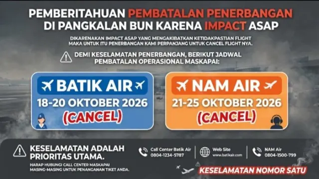 Kabut Asap Kabut Asap Parah di Kalteng: Operasional Bandara Pangkalan Bun Dihentikan Total hingga 25 Oktober